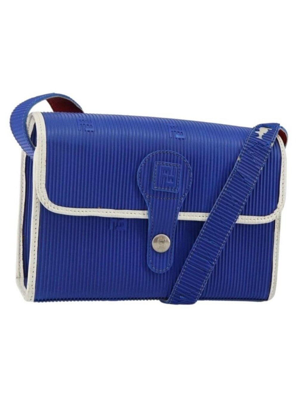 Authentic FENDI Shoulder Bag Rubber Blue Silver